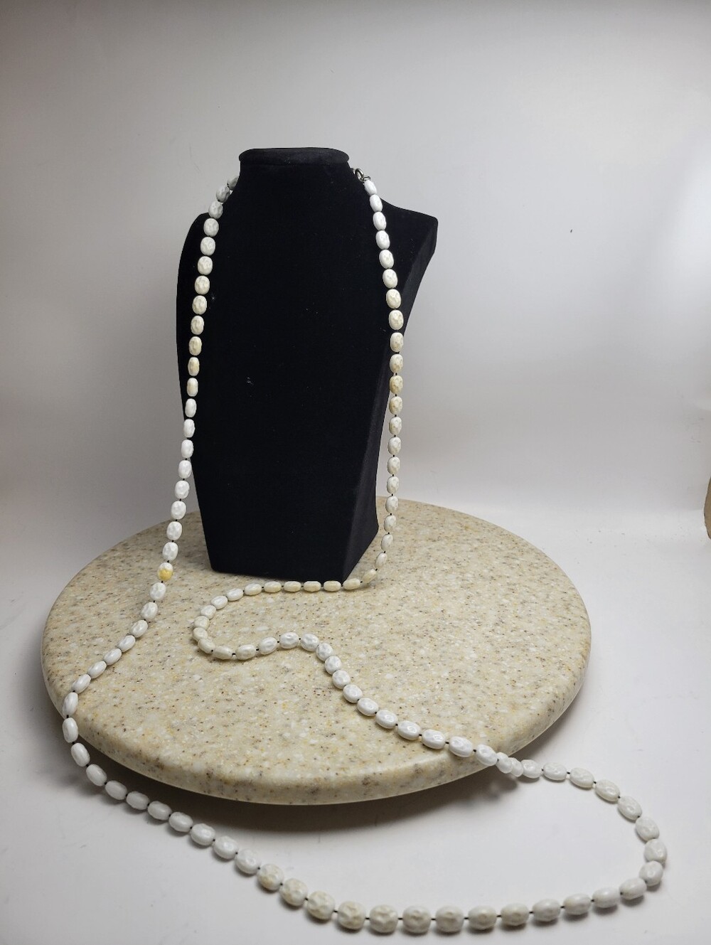 White Nugget Bead Double Strand Necklace